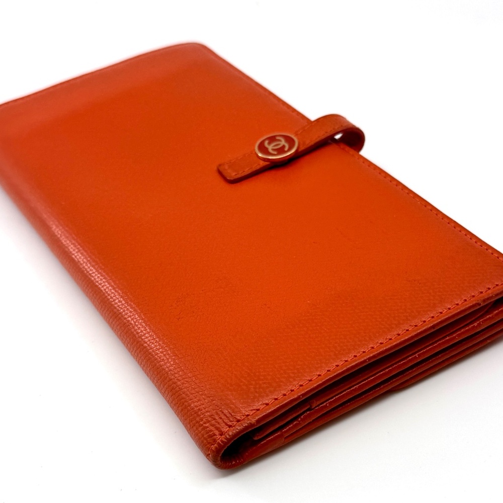 Authentic Chanel Coco Button Wallet, Orange Color… - image 8